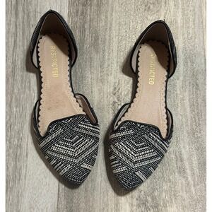 Restricted Womens Black White Geometric Pattern DOrsay Flats Shoes Size 6.5